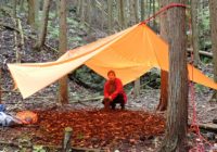 大蔵鉱山でタープを試し張り