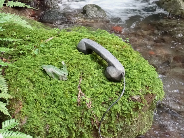 黒電話の受話器。どこから流れてきたのか?