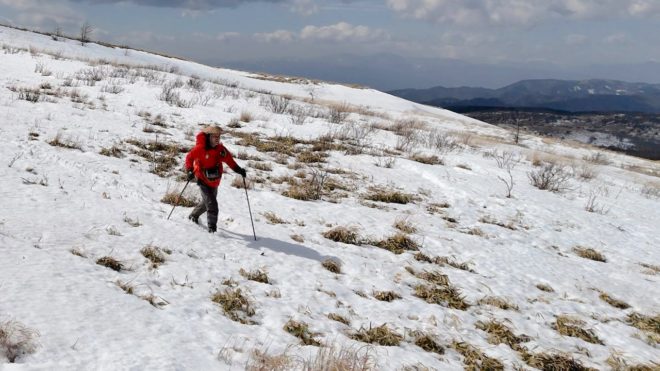 ササ原でスキーをした